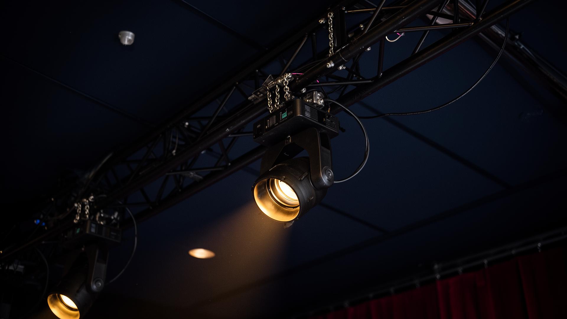 Stage rigging and lighting truss overhead